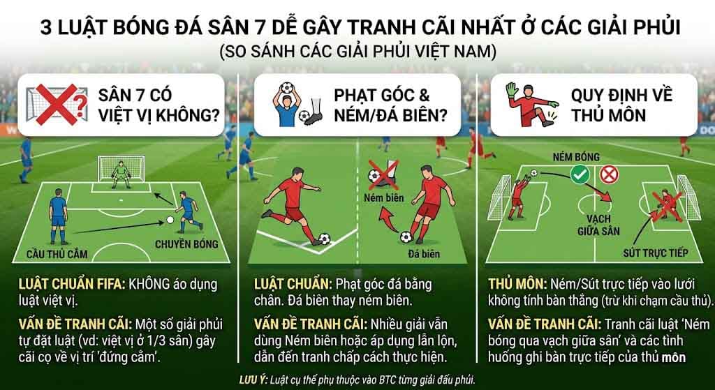 Luật Bóng Đá Sân 7 Dễ Gây Tranh Cãi Nhất