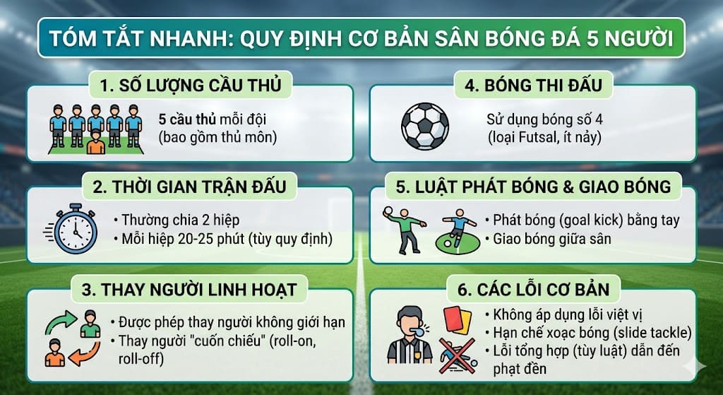 Các quy định cơ bản sân 5 người