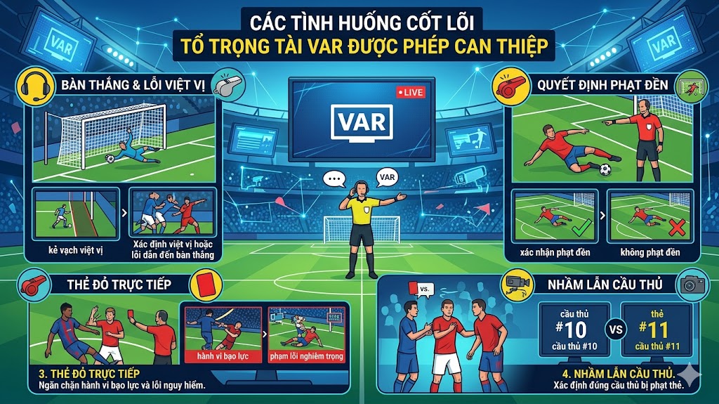Tình Huống Tổ Trọng Tài VAR Được Phép Can Thiệp