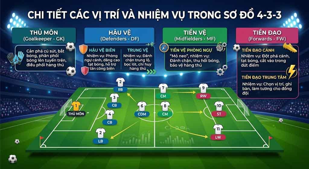 Chi Tiết Các Vị Trí Và Nhiệm Vụ Trong Sơ Đồ 4-3-3