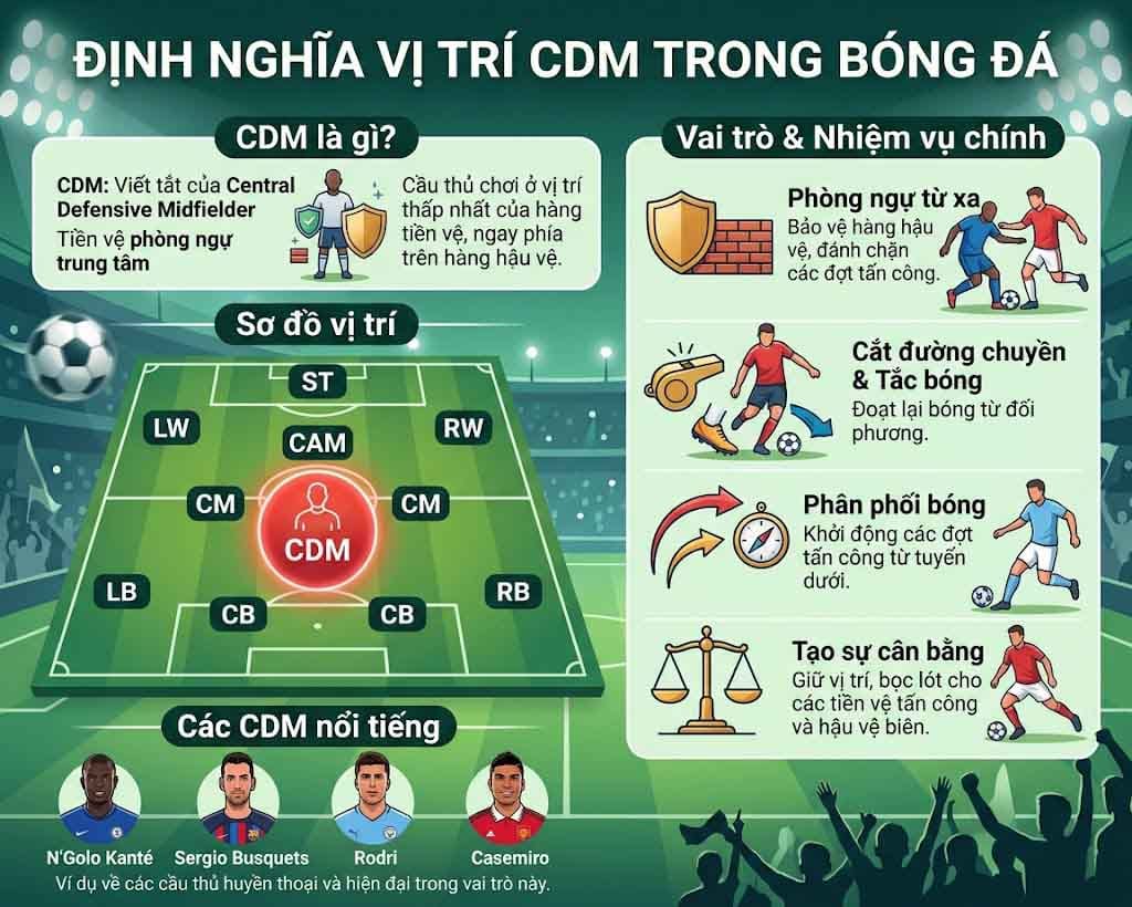 Giải Đáp CDM Là Vị Trí Nào Trong Bóng Đá?