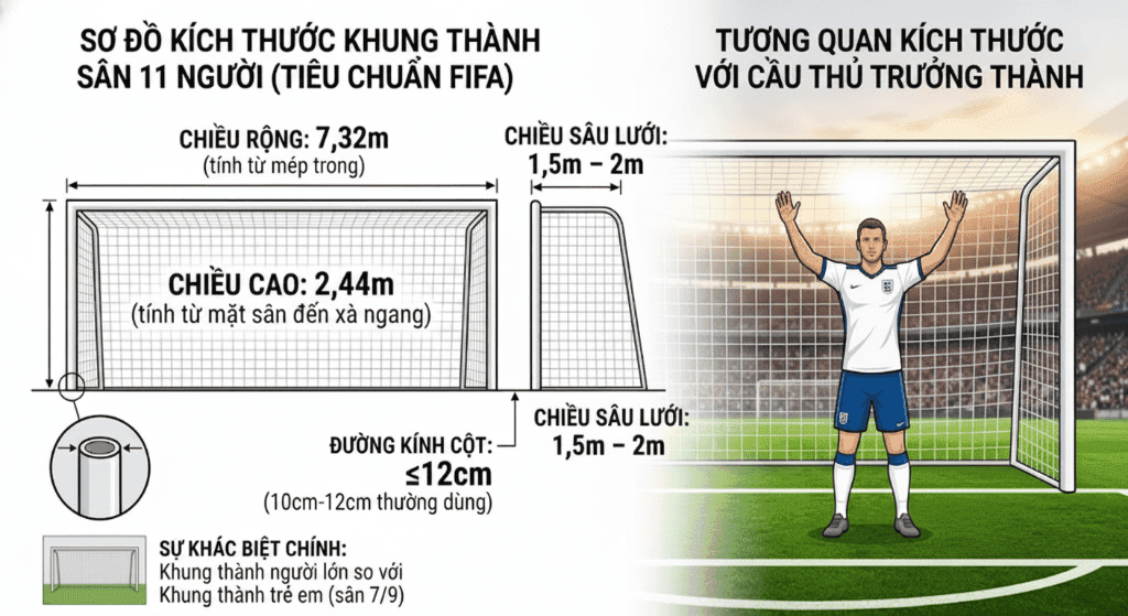 Kích Thước Sân Bóng Đá 11 Người Cập Nhật Mới Nhất Từ FIFA 6 Kích Thước Khung Thành Sân 11 Người Lớn Cỡ Nào?