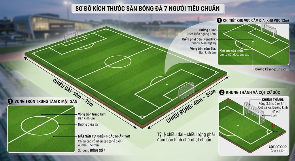 Tiêu Chuẩn Kích Thước Sân Bóng Đá 7 Người Cập Nhật Mới Nhất 5 Kích thước sân bóng đá 7 người tiêu chuẩn