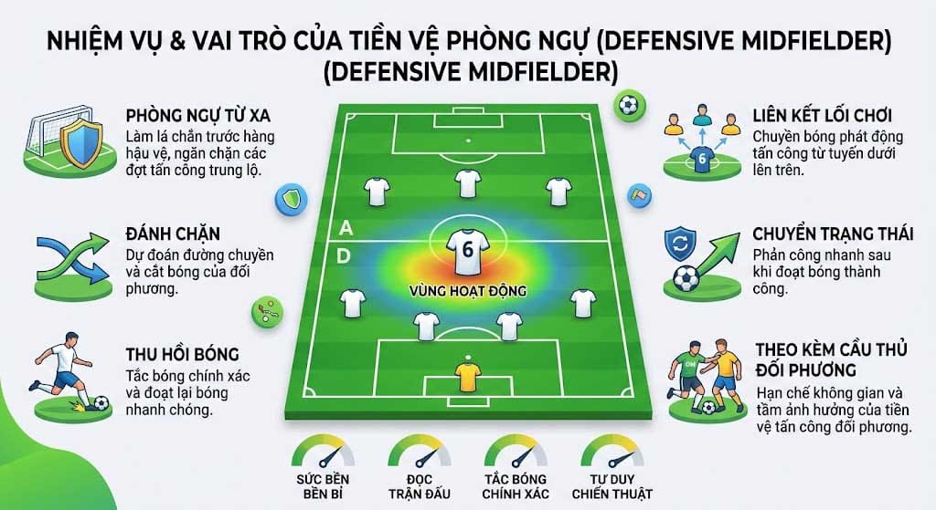 Nhiệm Vụ Và Vai Trò Của Một Tiền Vệ Phòng Ngự (CDM) Trên Sân