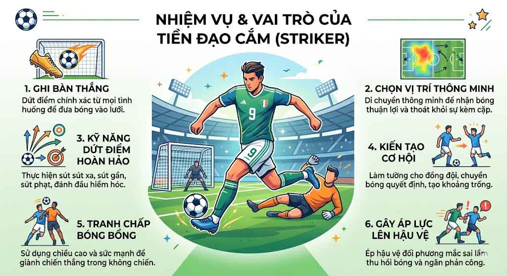Nhiệm Vụ Và Vai Trò Của Tiền Đạo Cắm (ST) Trên Sân