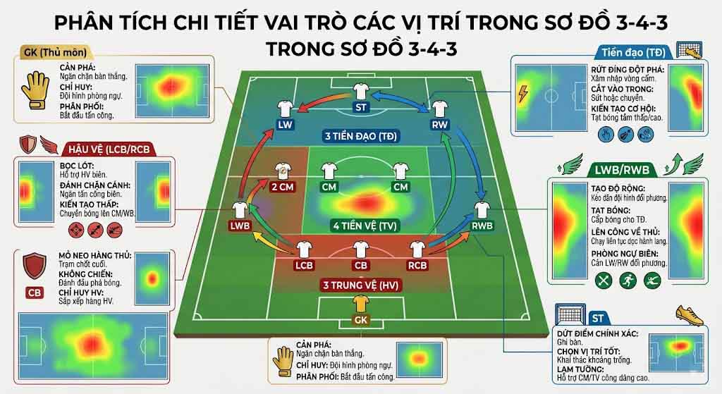 Phân Tích Chi Tiết Vai Trò Các Vị Trí Trong Sơ Đồ 3-4-3