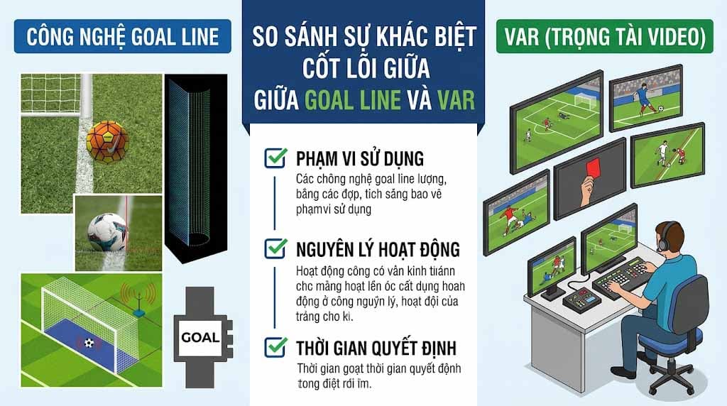 Công Nghệ Goal Line Là Gì? Toàn Tập Về Hệ Thống Mắt Thần 7 So Sánh Sự Khác Biệt Cốt Lõi Giữa GOAL Line và VAR