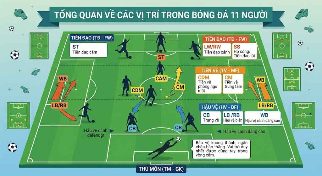 Tổng Quan Về Các Vị Trí Trong Bóng Đá 11 Người