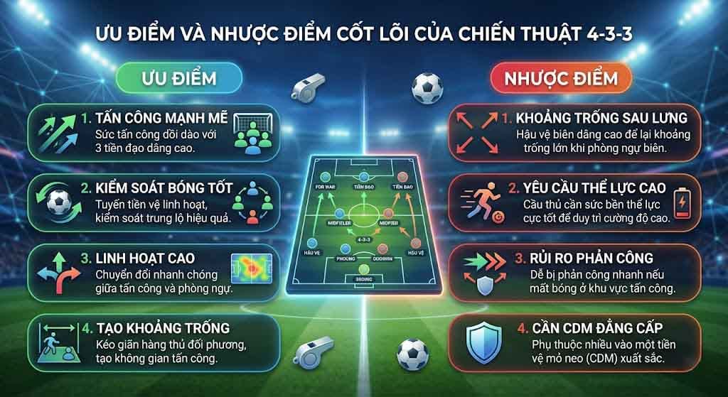 Ưu Điểm Và Nhược Điểm Cốt Lõi Của Chiến Thuật 4-3-3