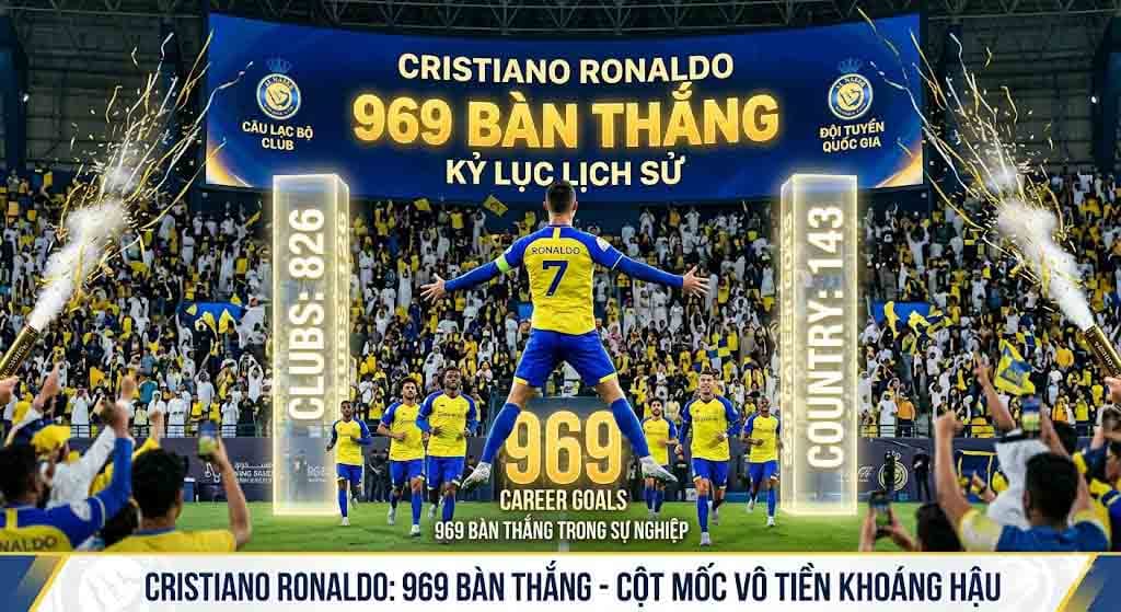 Cristiano Ronaldo đã ghi được 969 bàn thắng