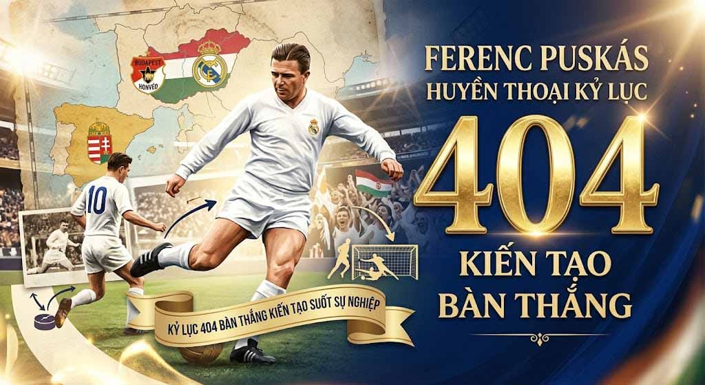 Huyền thoại Ferenc Puskas với 404 kiến tạo