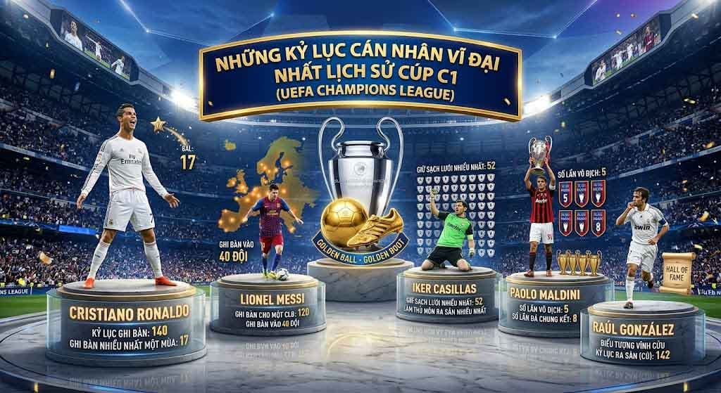 Những Kỷ Lục Cá Nhân Vĩ Đại Nhất Lịch Sử Cúp C1